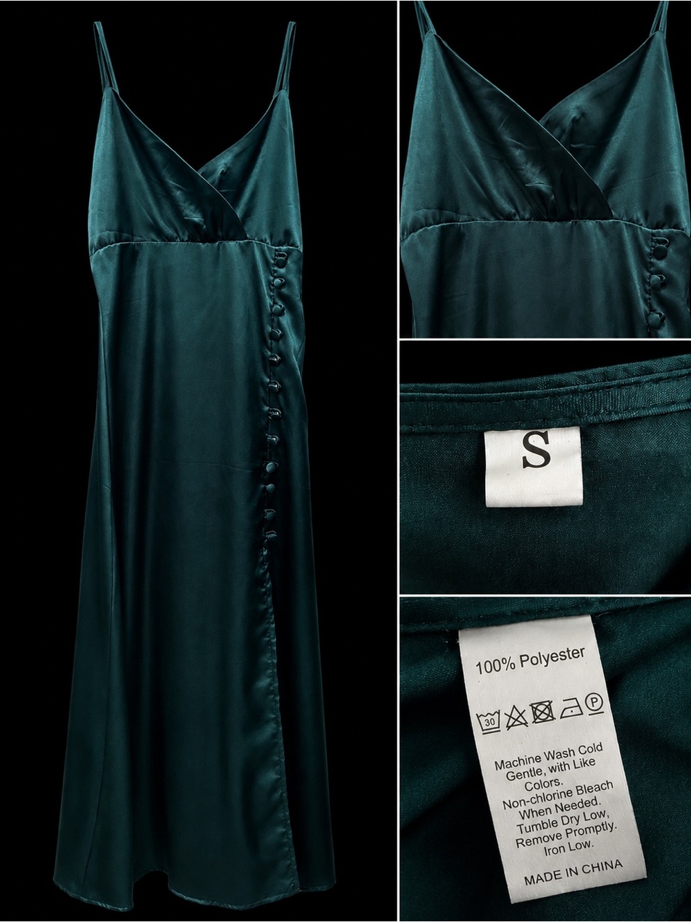 Silky Green Slip Dress - S